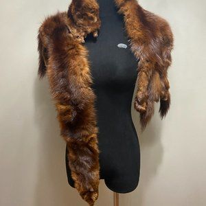 Original Vintage Mid Century 3 Pelt Mink Fur Taxidermy Stole, Scarf, Wrap